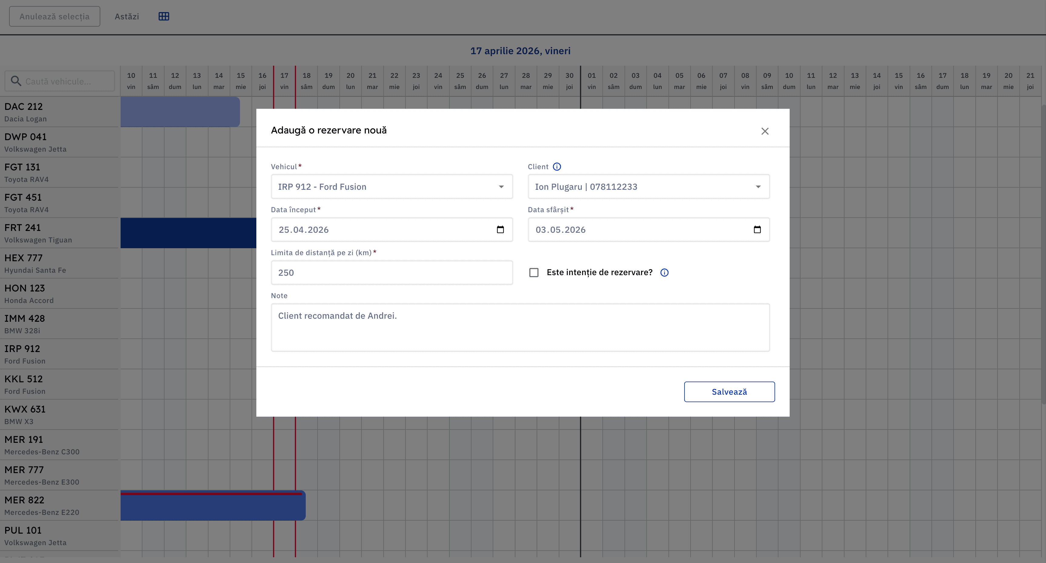 Rezervarea ajunge în sistem