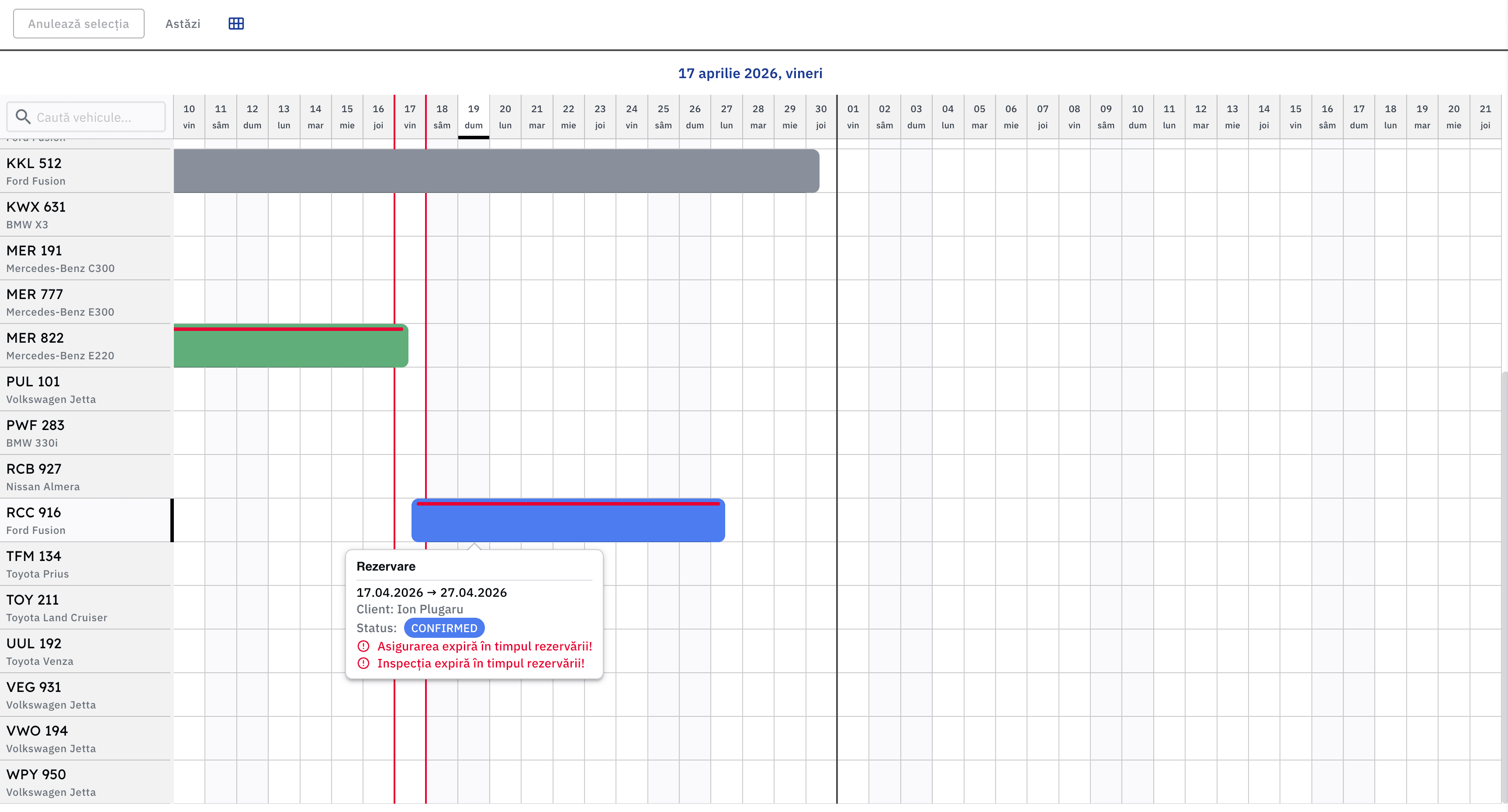 Vezi disponibilitatea în calendar